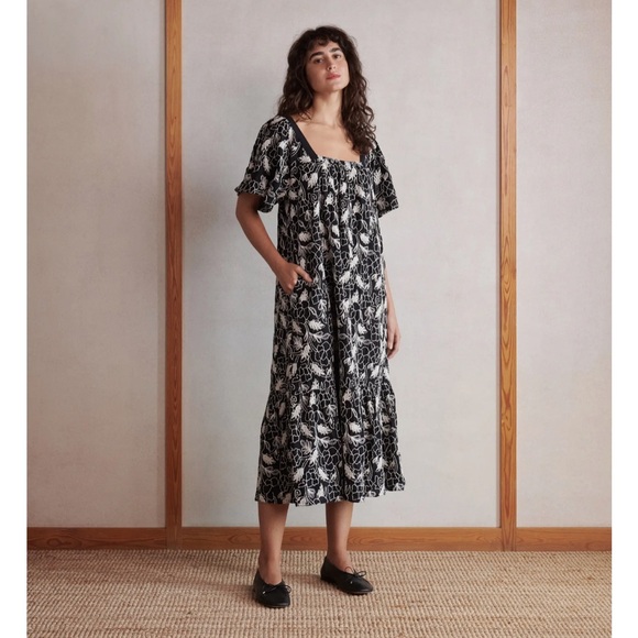 NWT Masia Copenhagen Nela Maxi dress Bomuld Cotton square romantic embroidering - Picture 3 of 16